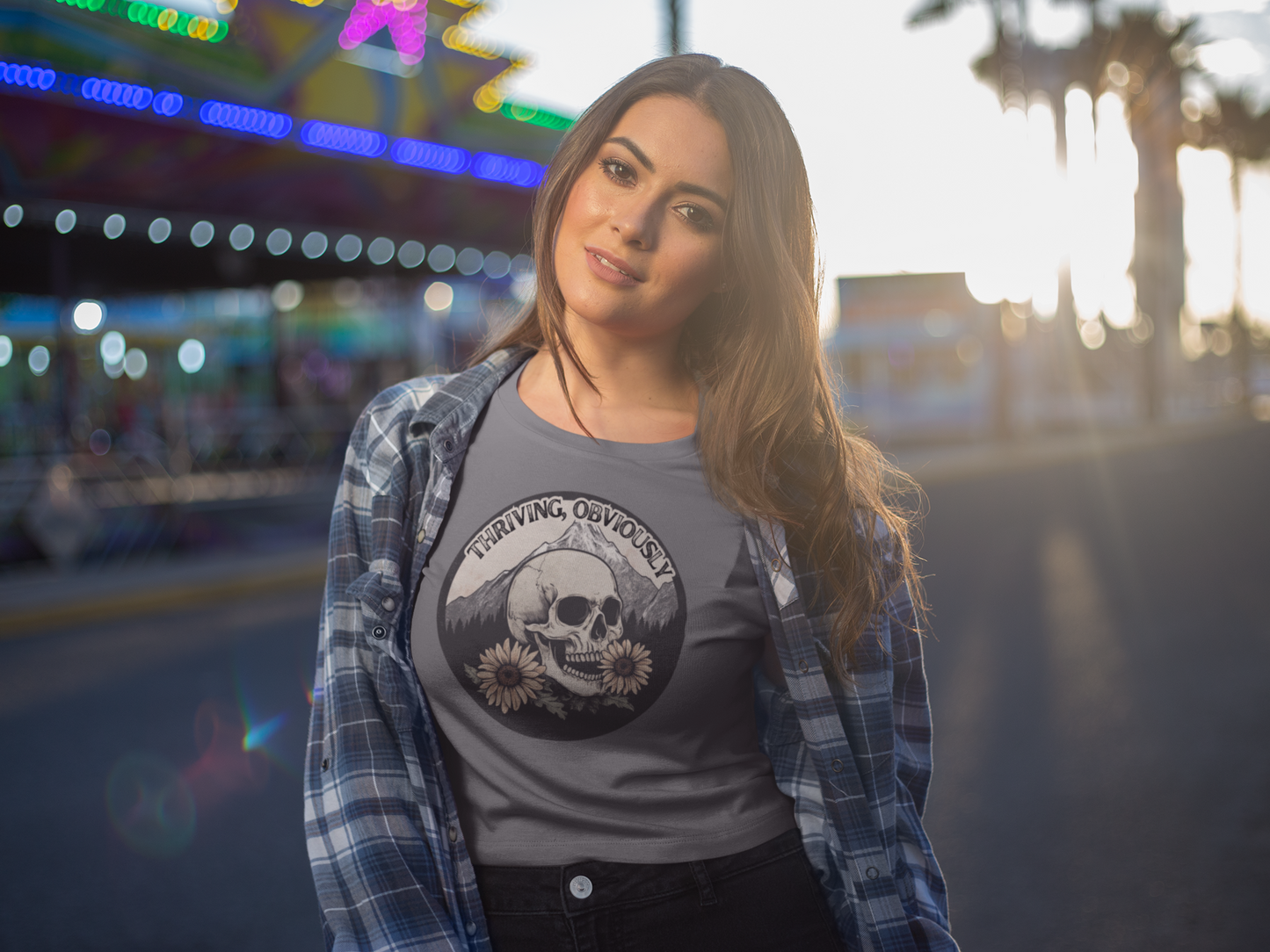 Women's Boxy Tee - Gothic Mountains and Flowers Shirt