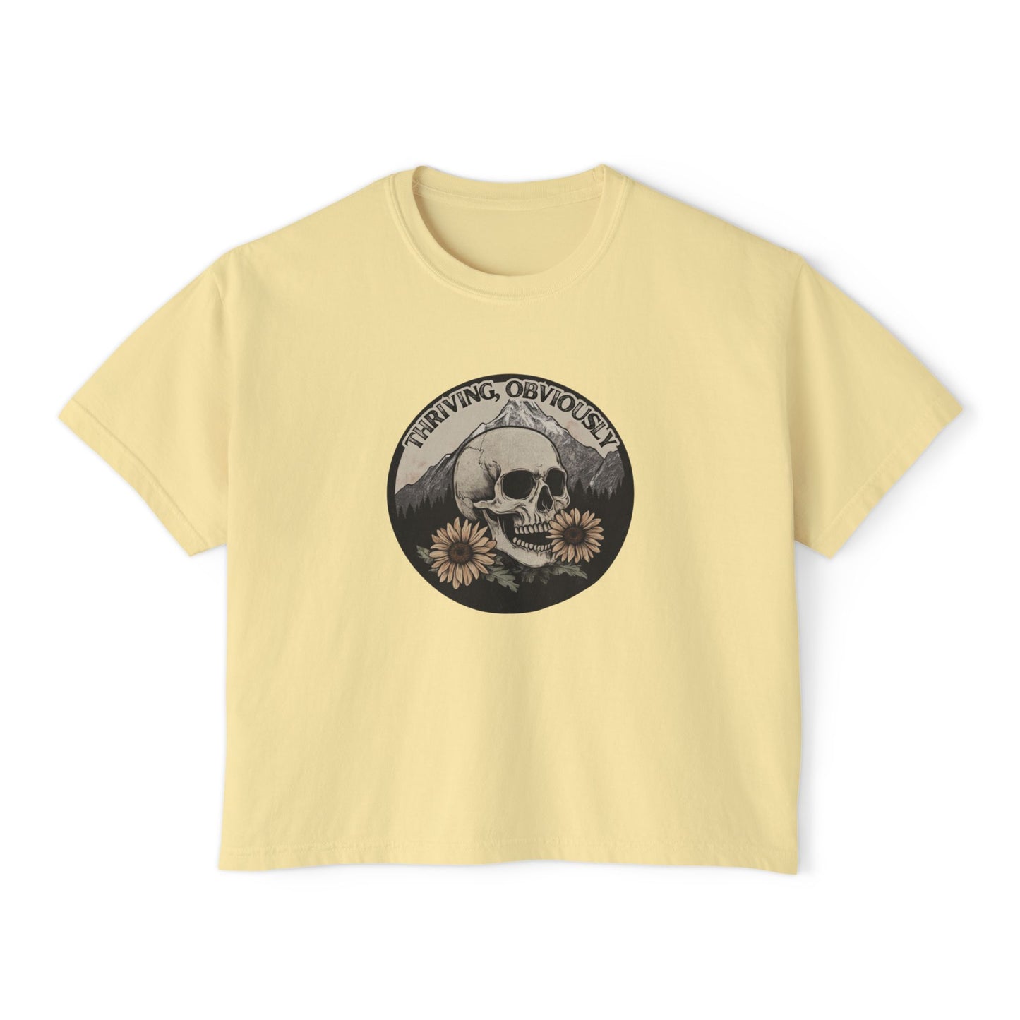 Women's Boxy Tee - Gothic Mountains and Flowers Shirt