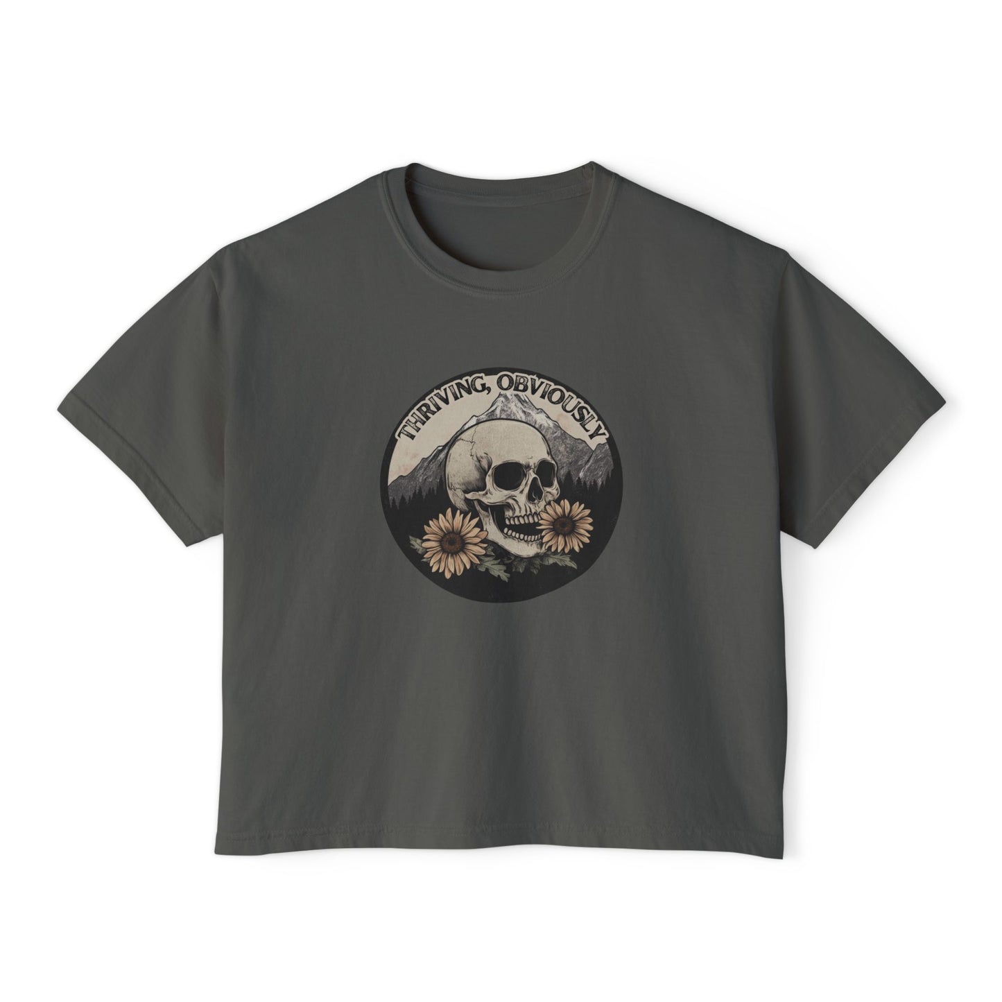 Women's Boxy Tee - Gothic Mountains and Flowers Shirt