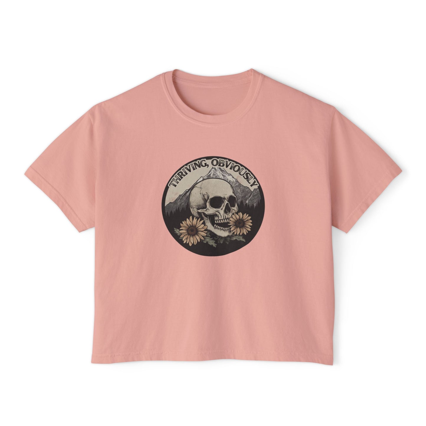Women's Boxy Tee - Gothic Mountains and Flowers Shirt